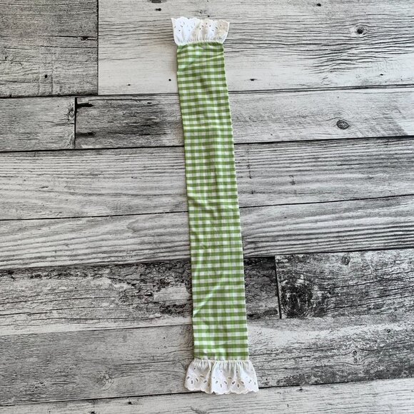 Vintage Apron Gingham Eyelet Ruffle Trim Square Neck Cottagecore Coquette Top - Picture 7 of 12